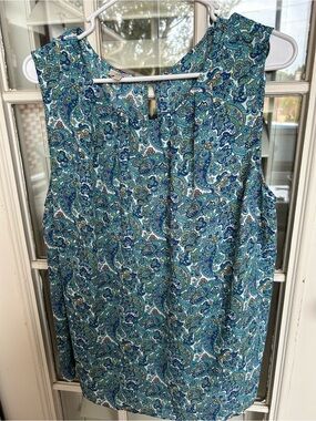 Talbots Teal and Blue Paisley Sleeveless Camisole